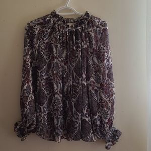 H&M ruffle collar v-neck blouse